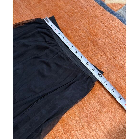 Women’s Black Mesh Pleated Midi Skirt Lined Elastic Waist XS,S, M - Picture 2 of 4